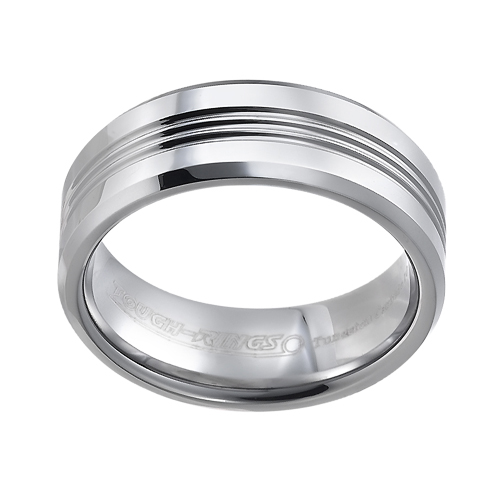 Tungsten wedding bands - polished tungsten ring with centered engraving - 9mm