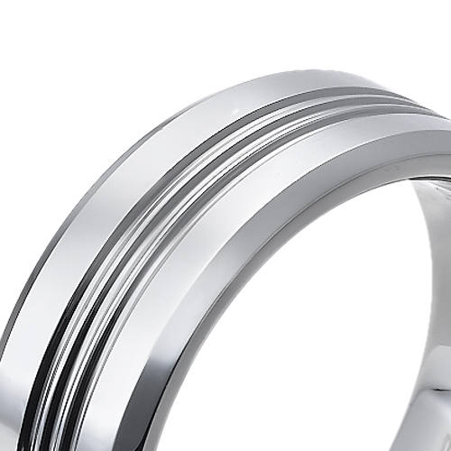 Tungsten wedding bands - polished tungsten ring with centered engraving - 9mm