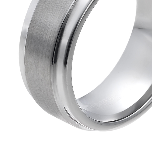 Tungsten wedding bands - brushed centered tungsten ring with polished sides - 9mm